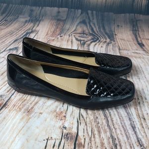 Easy Spirit Leather Square Toe Loafer Slip On Shoe